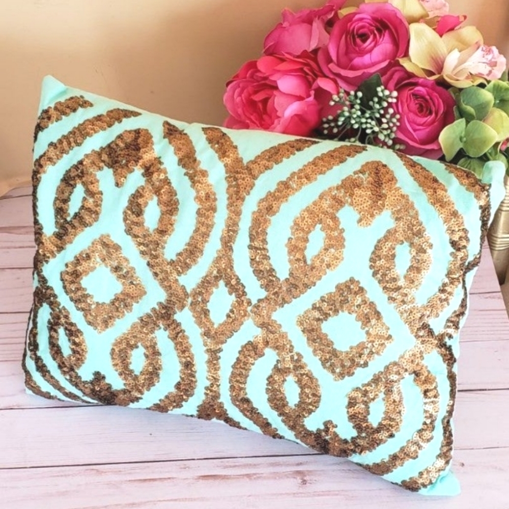NWT Decorative Sequin Rectangular Throw Pillow